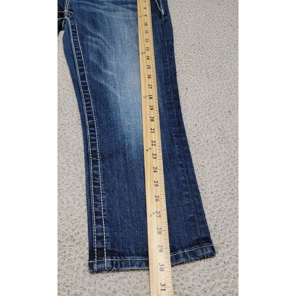 Miss Me Womens Blue Denim Easy Cropped Jeans Embellished Low Rise Size 26 - Picture 11 of 12